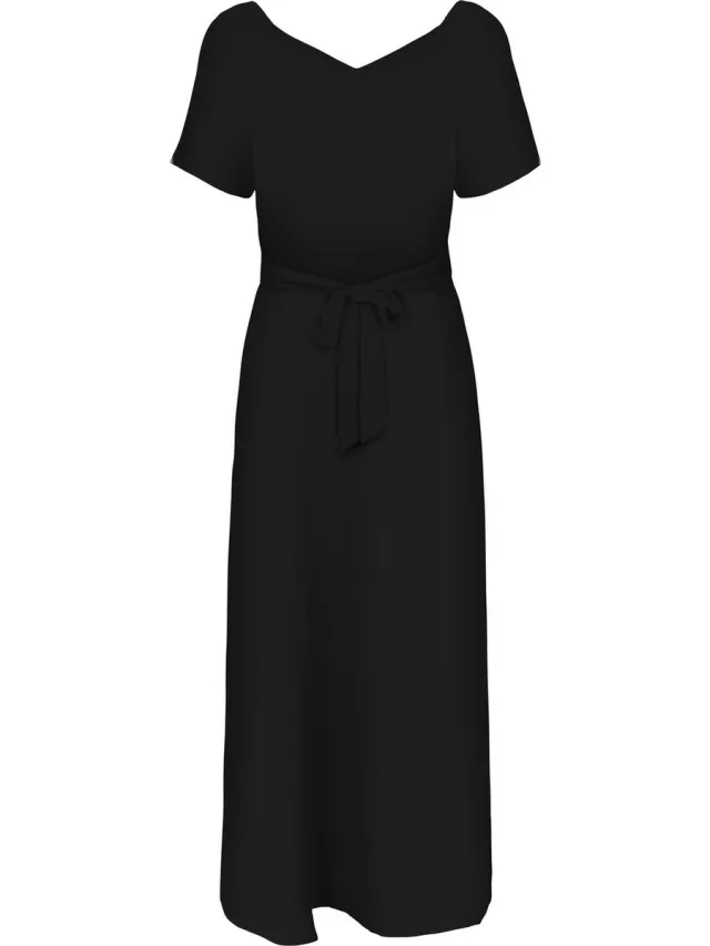 Only ONLALMA LIFE VIS BAY LONG DRESS SOLID Dames Jurk Black