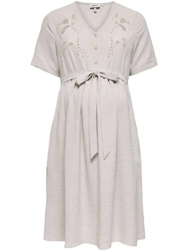 Only OLMEVALOU METTE S/S V-NECK ABK DRESS WVN - Dames - Mini jurken Pumice Stone