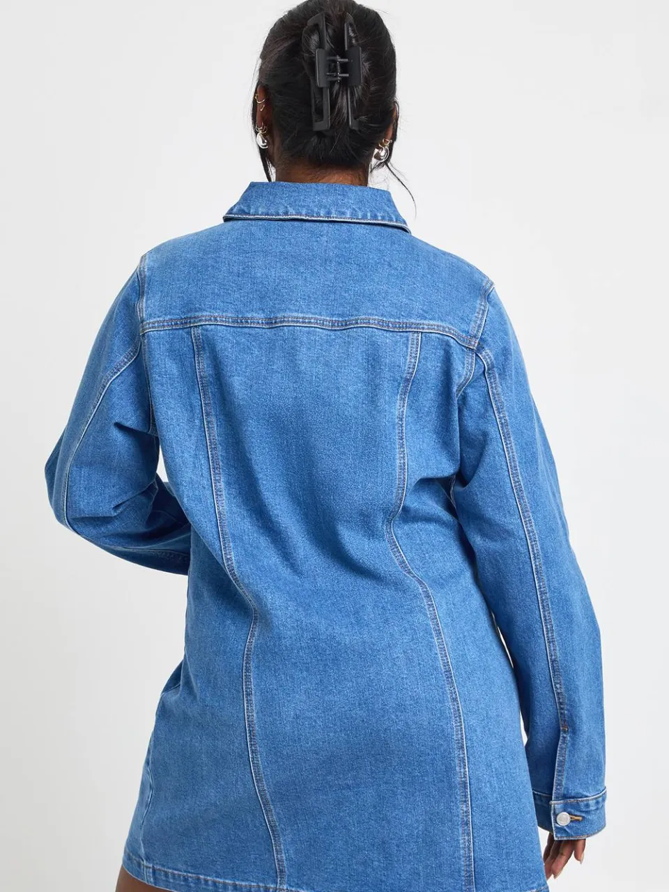 boohoo Dames Plus Size Denim Jurk met Rits, foto 2