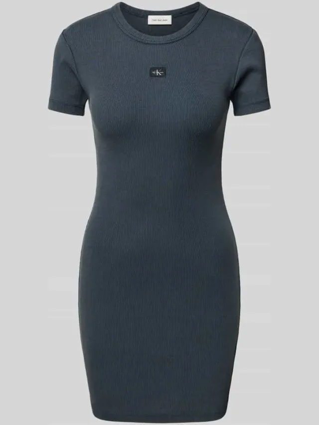 Calvin Klein T-shirtjurk met labelpatch en ronde hals antraciet, foto 2