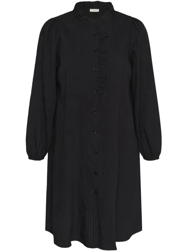 Kaffe Curve Jurk met ruches voor dames KAFFE Curve KCUma zwart diep