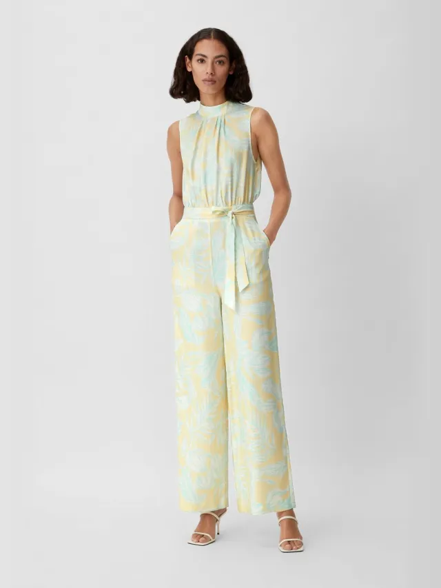 Comma female - Jumpsuit met all-over print licht citroen