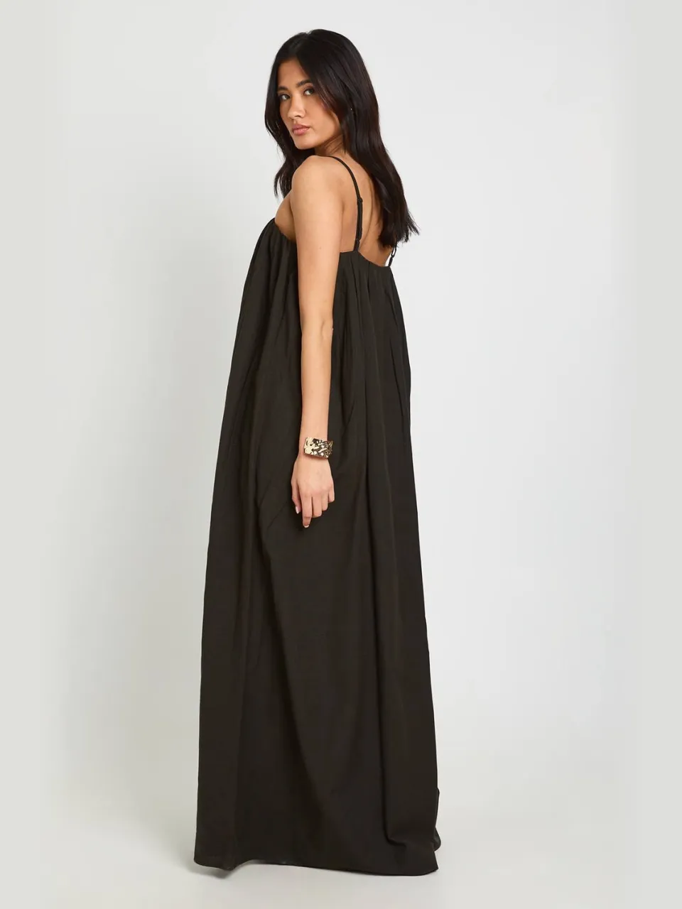 boohoo Dames Linnen Maxi Jurk Met Volledige Zakdetails zwart, foto 2