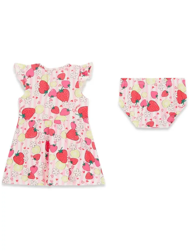 Uitlopende jurk met onderbroekje voor babymeisjes Guess strawberry lime