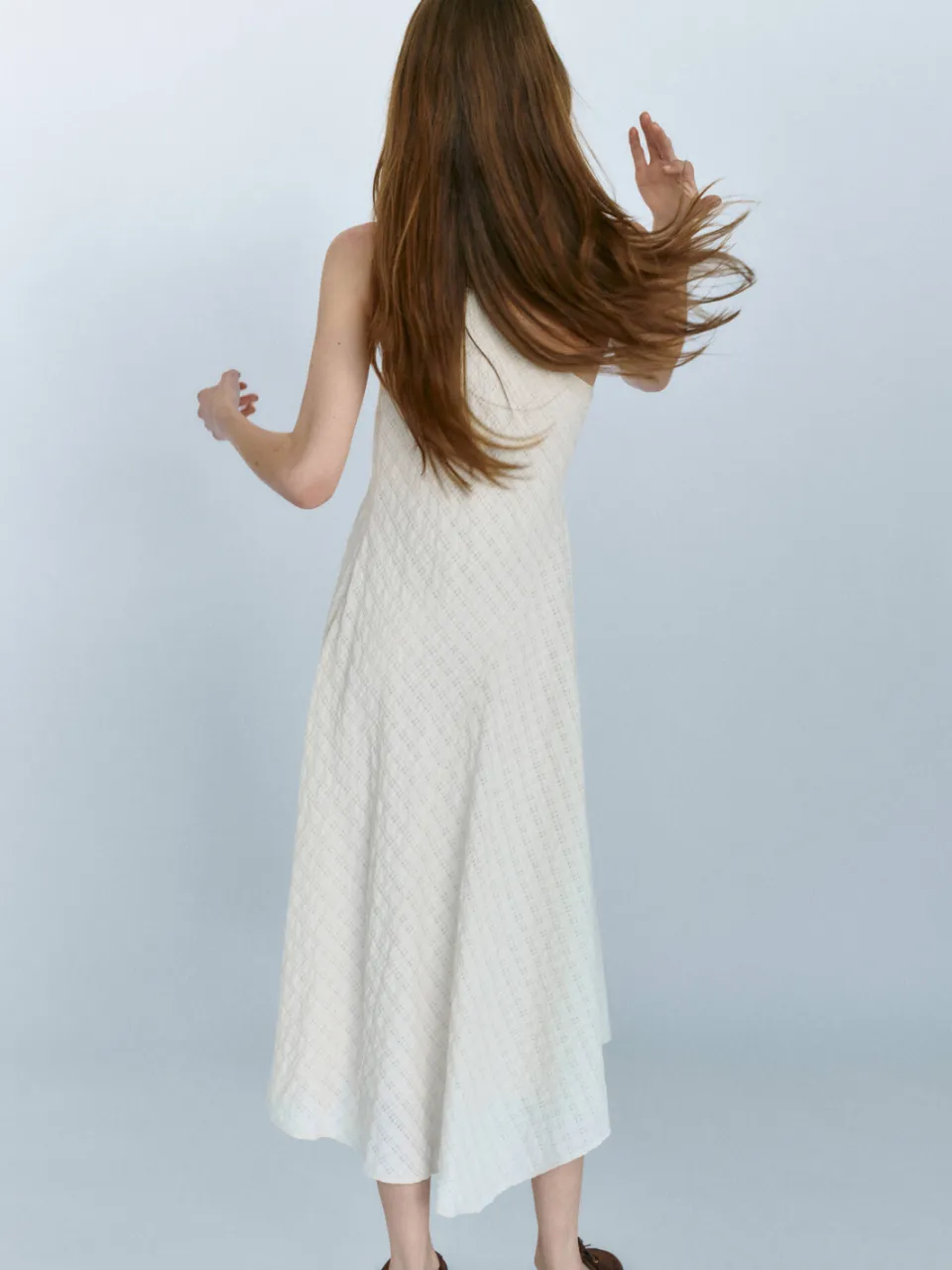 Mango one shoulder midi zomerjurk - ecru, foto 3