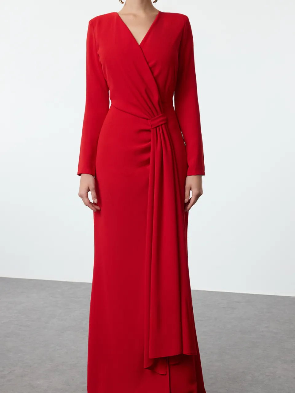 Trendyol TRENDYOLMİLLA Dames Rood Effen Maxi Lang Diploma-uitreiking / Gala Recht Avond & Gala Jurk, foto 2