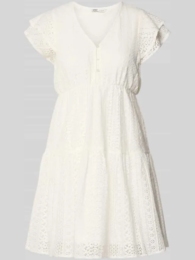 Only Getailleerde blousejurk van katoenmix model 'HELENA' offwhite, foto 2