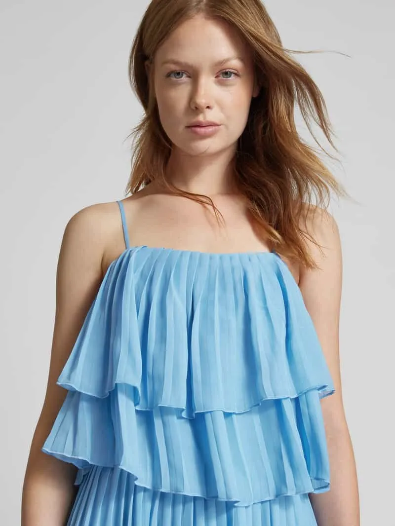Vila Maxi-jurk met volants, model 'CHIFFON' lichtblauw, foto 4
