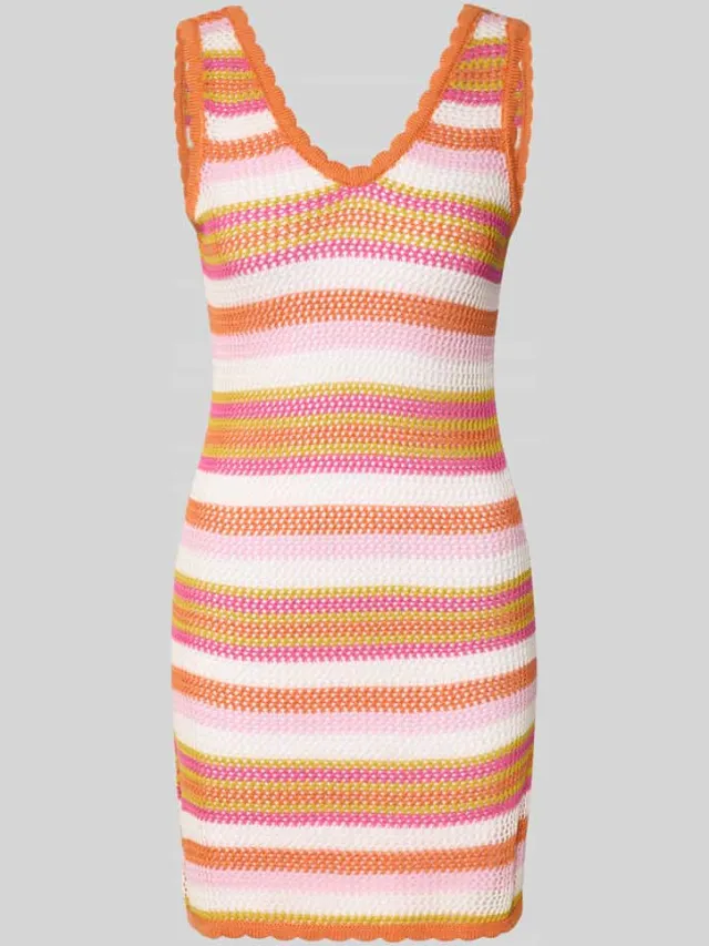 banana moon mini-jurk met V-hals model 'SILOAM WILDERNESS' Felroze