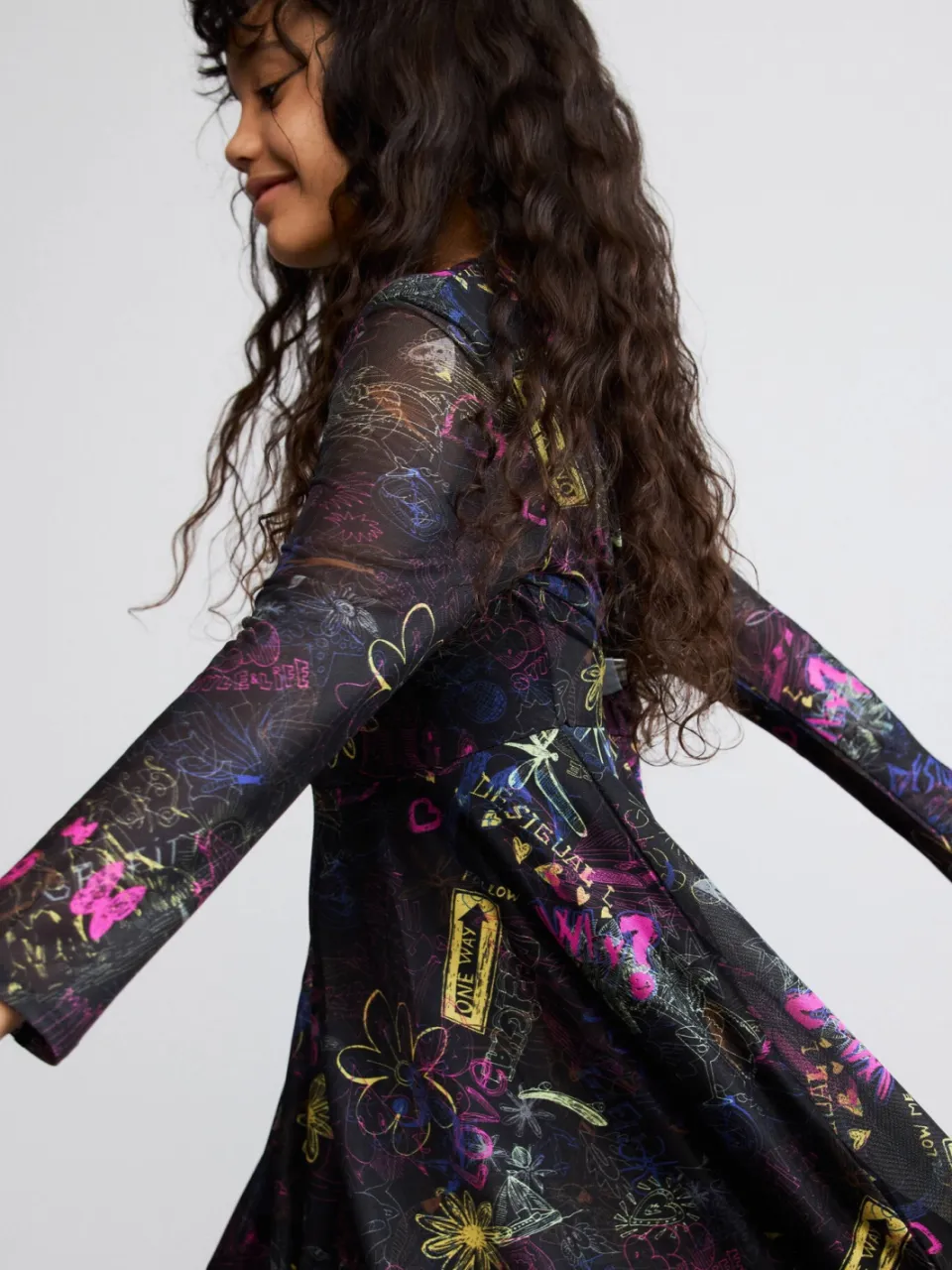 Desigual korte A-lijn jurk met print - zwart, foto 4