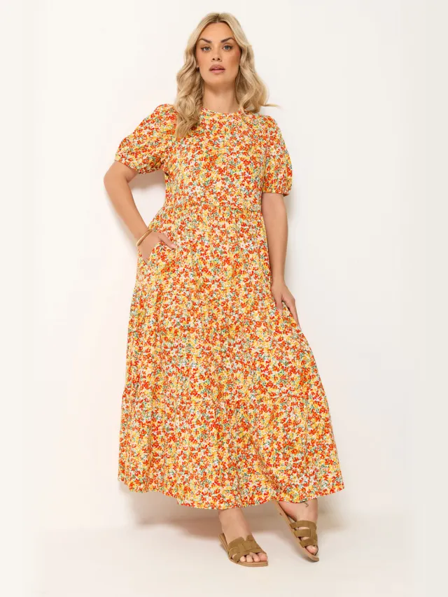 Yours Gele Jurk Met Bloemenprint-56 Yellow