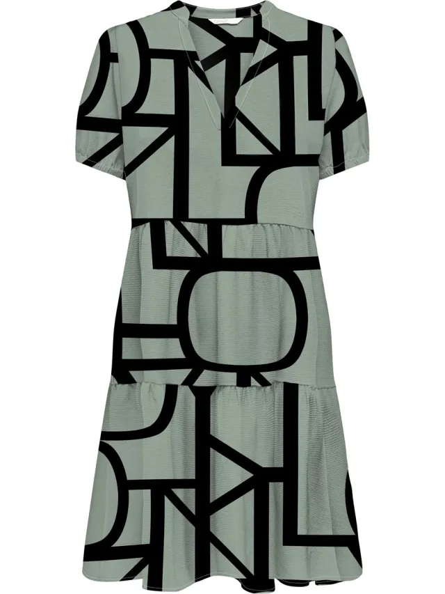 Only ONLNOVA LIFE VIS S/S THEA DRESS WVN - Dames - Mini jurken lily pad / aop 509 maritime great logo