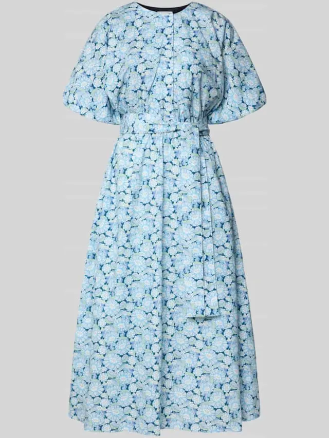 Rich & Royal Midijurk met ronde hals en bindriem marineblauw, foto 2