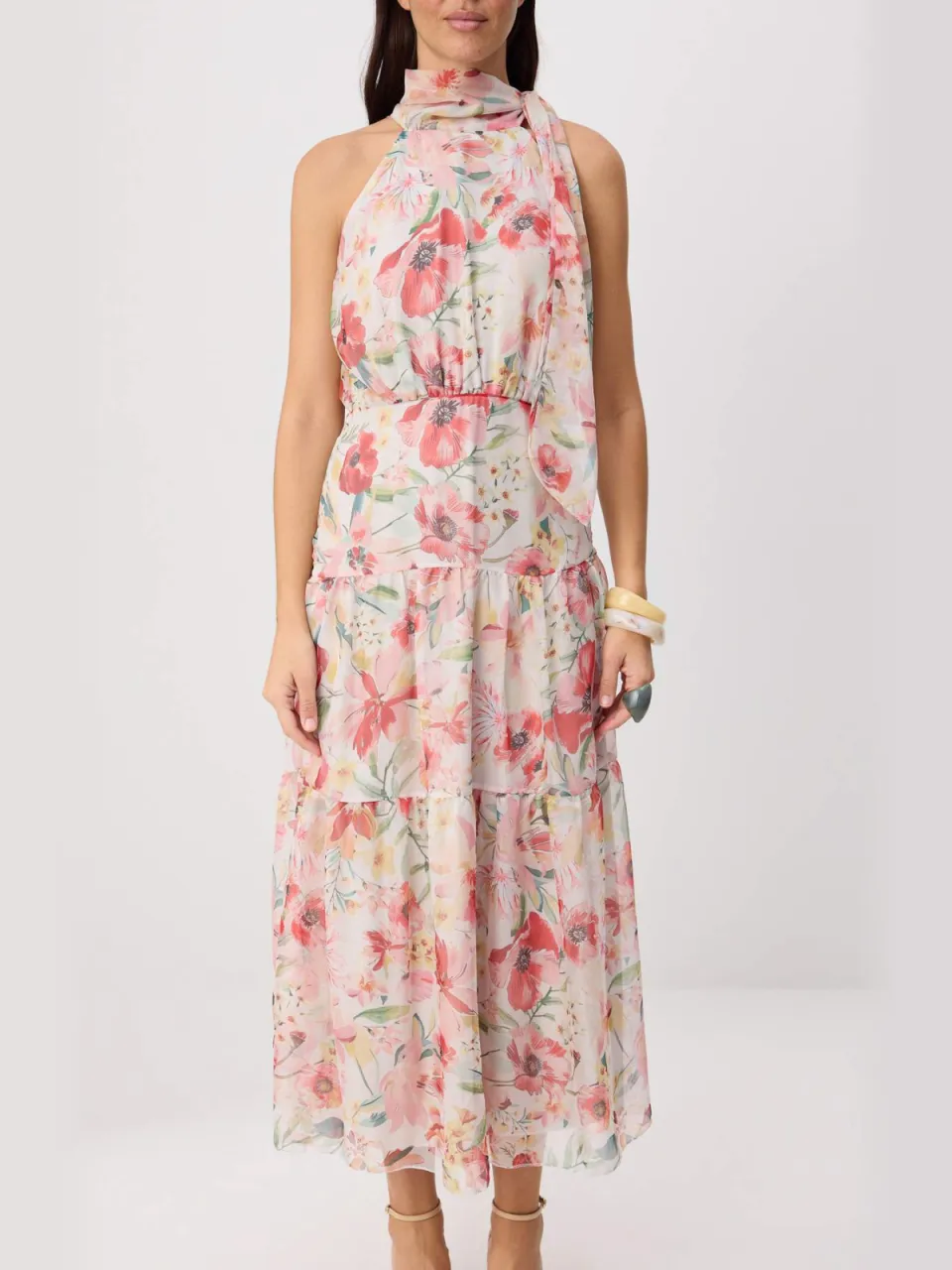 Trendyol TRENDYOLMİLLA Dames Meerkleurig Bloemen Maxi Mouwloos Skater Jurken veelkleurig, foto 2