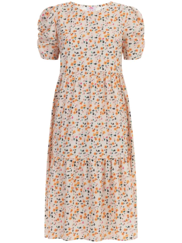 Mymo Midi-jurk met korte mouwen Dames Crème veelkleurig, foto 2