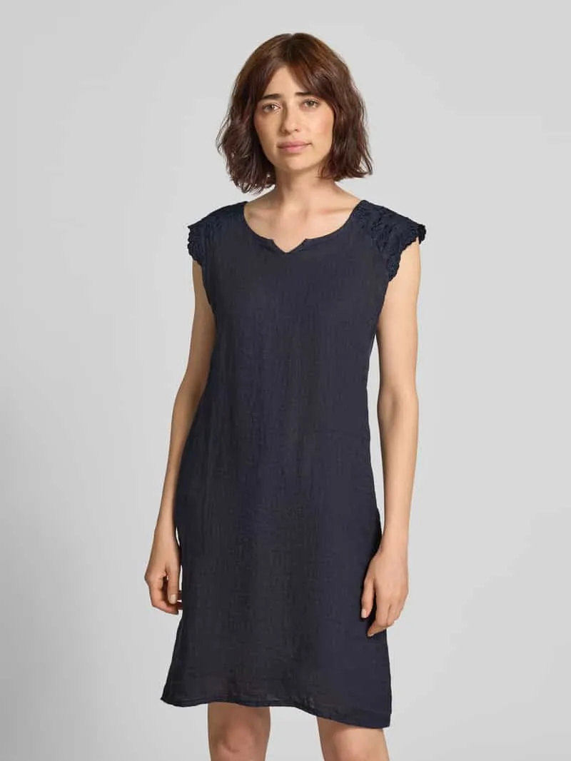ZABAIONE Mini-jurk van linnenmix met stitchings Marineblauw