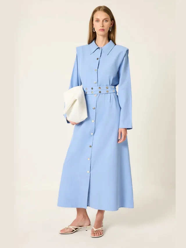 TOUCHÉ PRIVÉ Jurk met gewatteerde riem - Blauw - Dames