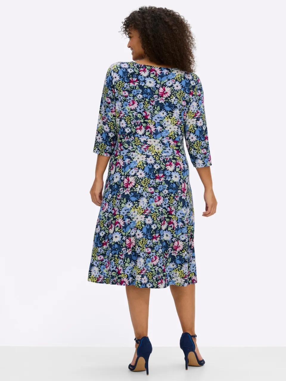Jersey jurk diepblauw/hemelsblauw gedessineerd, foto 2