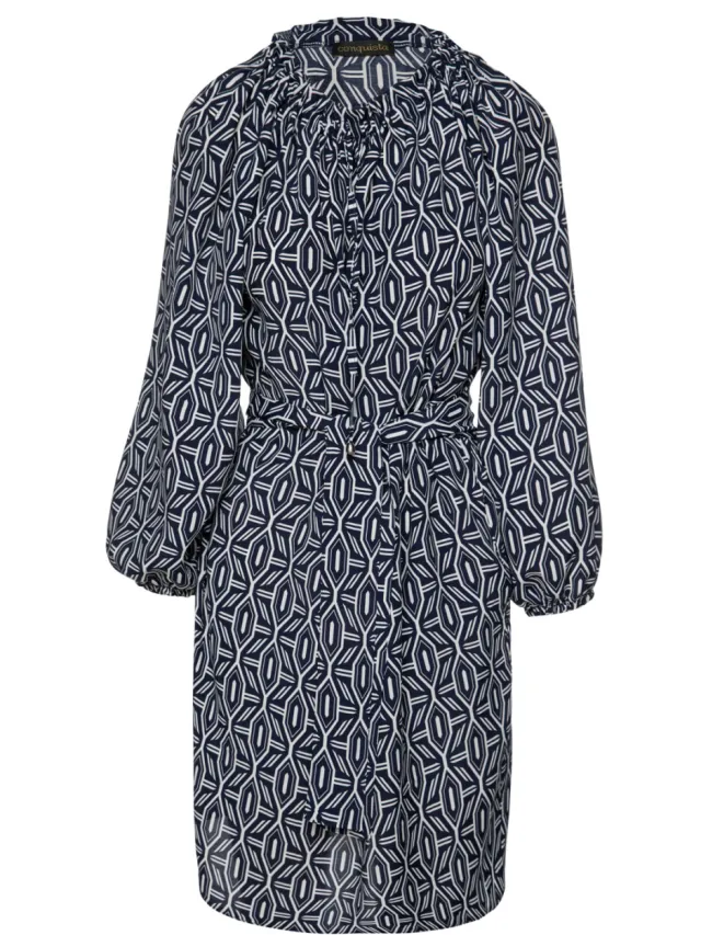 Conquista Jurk met riem en zakken marineblauw, foto 2