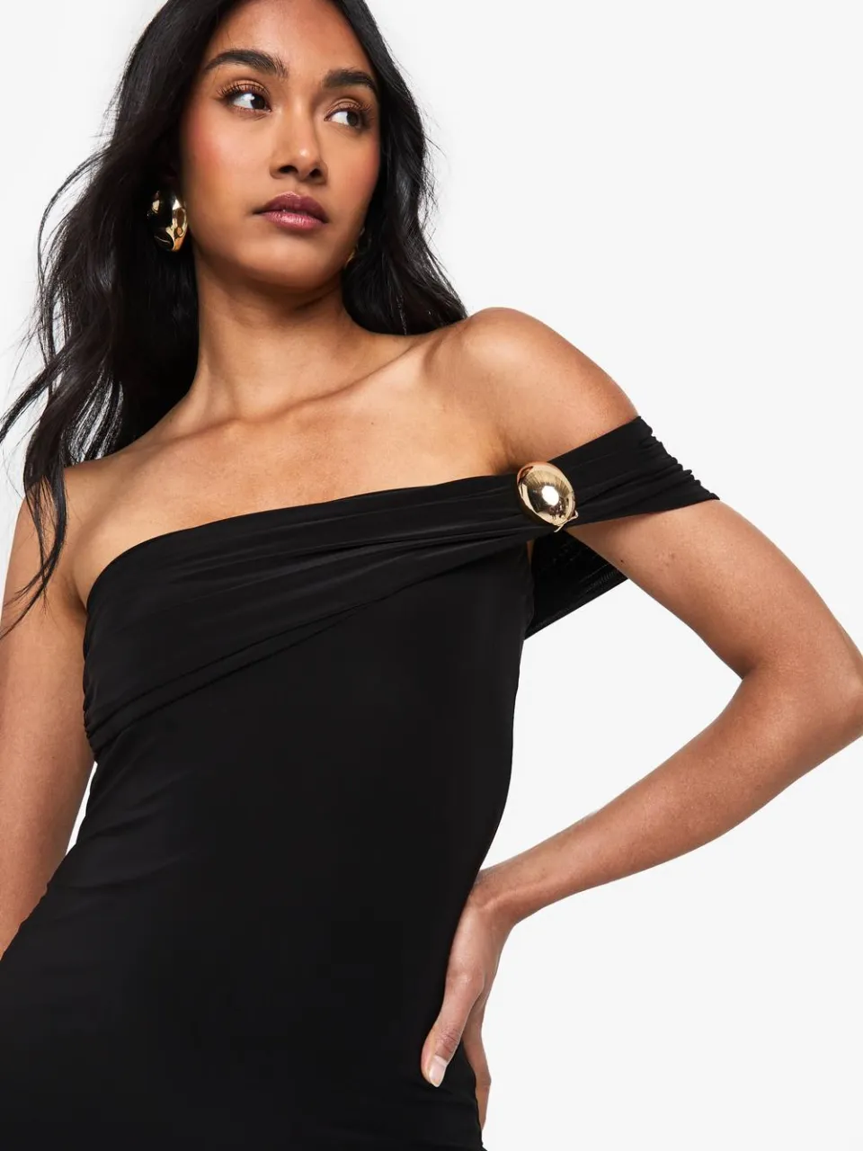 boohoo Dames Bandeau maxi-jurk met gouden bies, foto 4