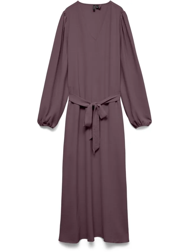 Vero Moda VMALVA LS V-NECK LONG DRESS WVN - Dames - Maxi jurken Rose Brown