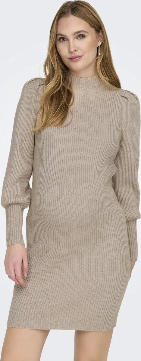 Only OLMKATIA L/S DRESS KNT NOOS - Dames - Mini jurken Mocha Meringue