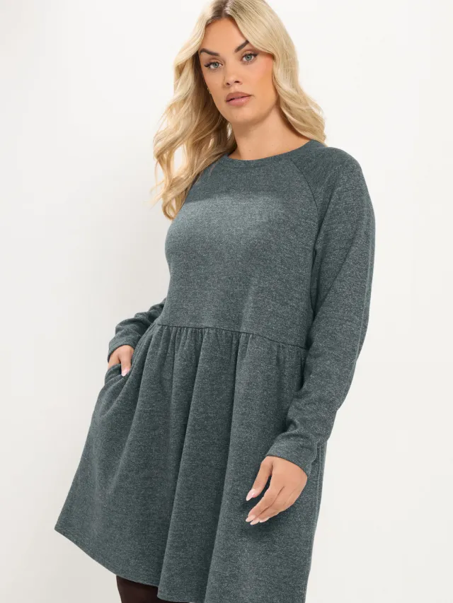 Yours Antracietgrijze Gerimpelde Jurk Grey