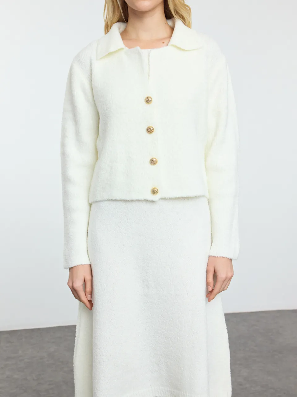 Trendyol TRENDYOLMİLLA Dames Ecru Effen Midi Lang Casual Jurken, foto 2