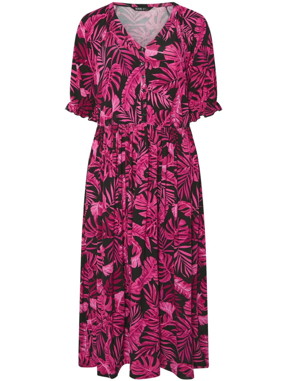 Yours Hot Pink Maxijurk Met Palmprint En Knoopsluiting-52, foto 3
