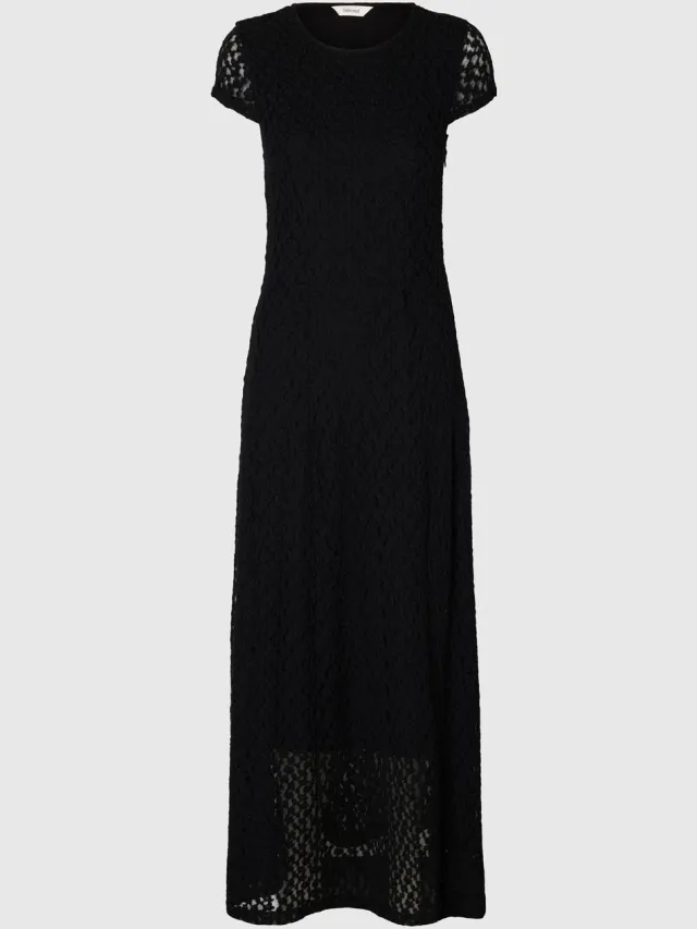 Selected Maxi jurk Kant Black1