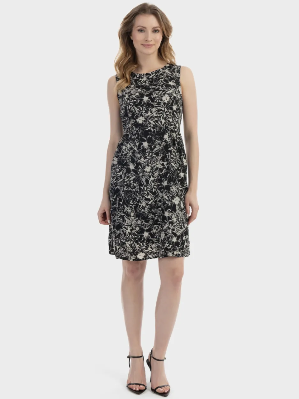 Usha Midi-jurk met retroprint Dames Zwart Veelkleurig Zwart/Veelkleurig