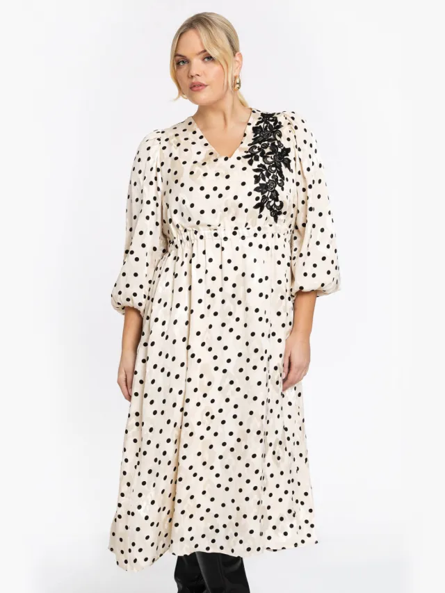 Yoek DOTTY A-lijn jurk ecru