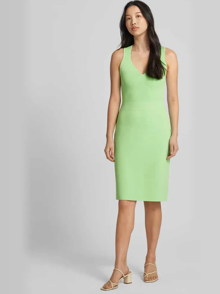 Marc Cain Knielange jurk van viscosemix in effen design Neon groen