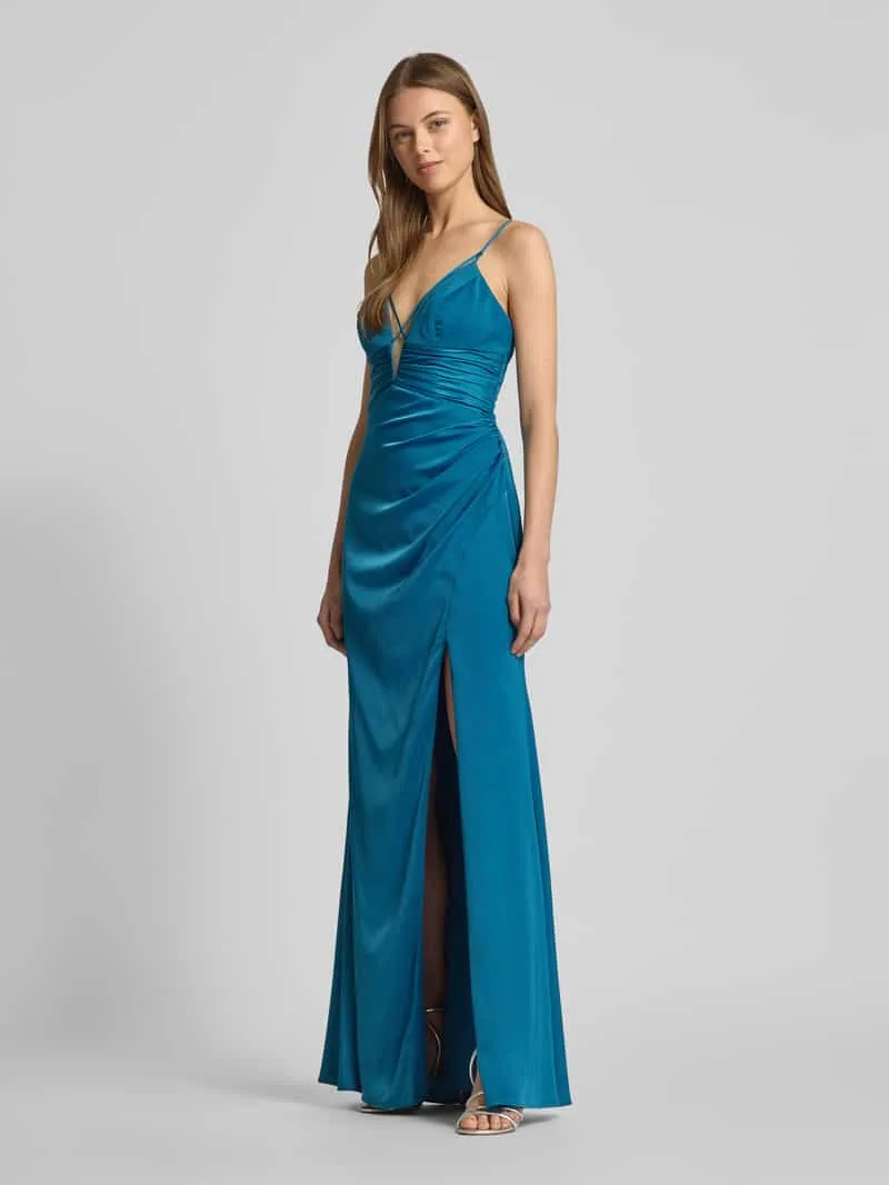 LUXUAR FASHION Avondjurk met plooien opzij oceaanblauw, foto 2