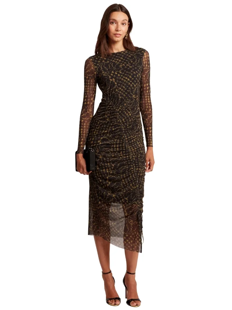 Ted Baker Midi-jurk Van Geplooid Mesh Met Zwarte Split