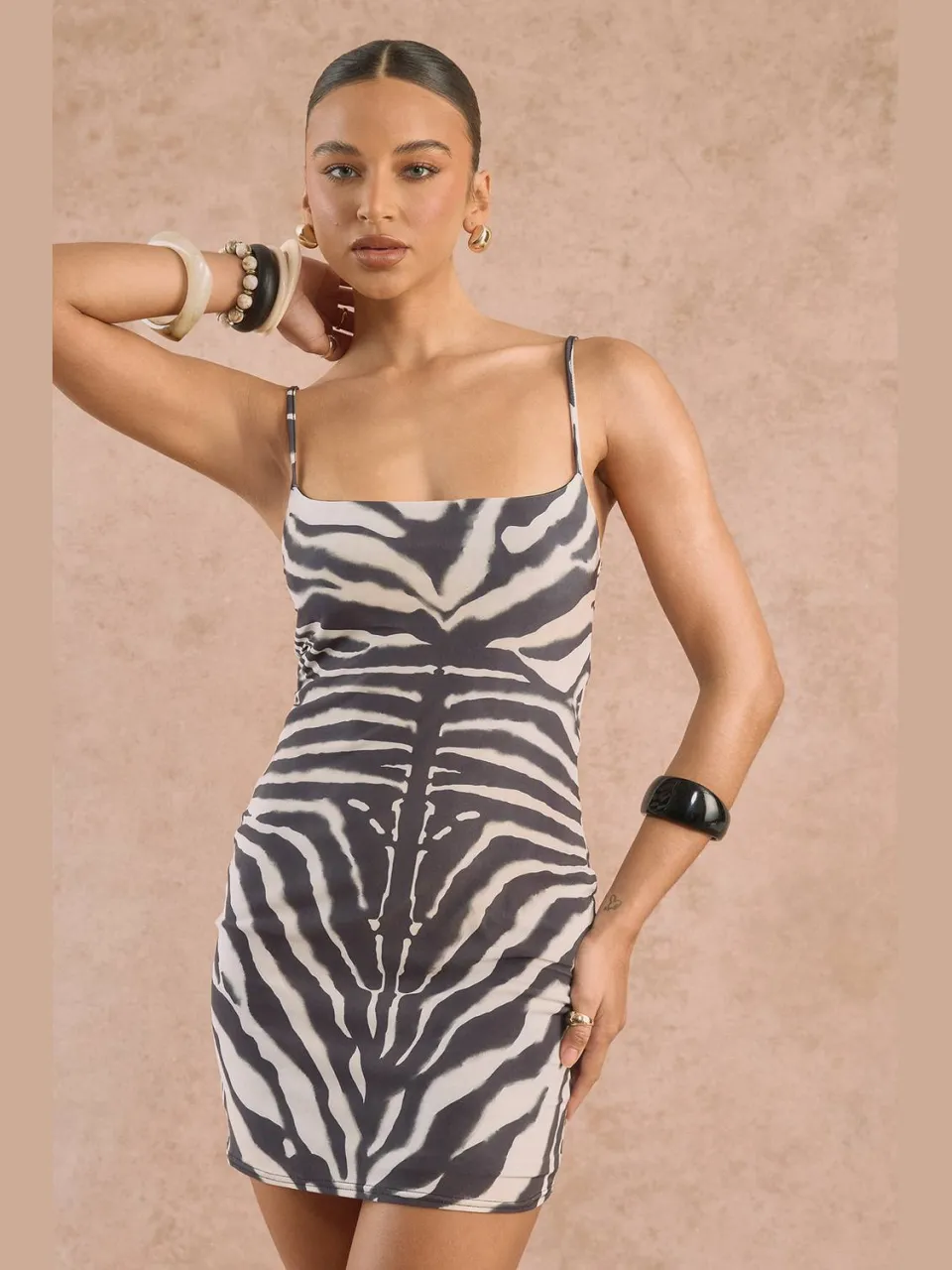 boohoo Dames Zebra Print Bandjes Mini Jurk zebraprint, foto 2