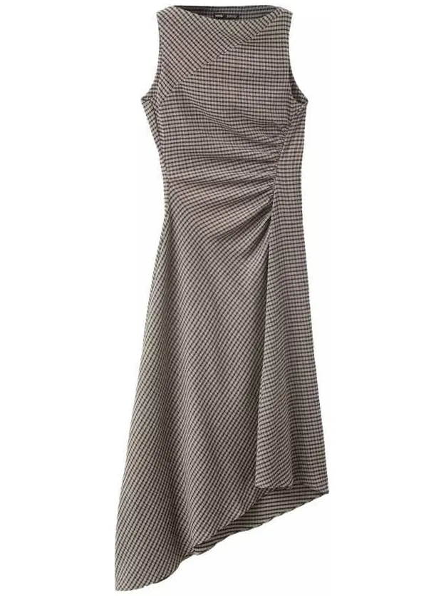 Mango geruite midi jurk - bruin, foto 2