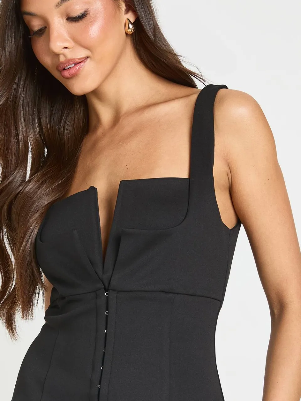 boohoo Dames Mini Jurk Met Korsetdetail En Haak-en-oog Sluiting zwart, foto 4