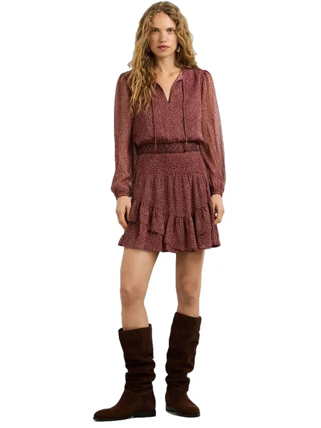 Pepe Jeans Hipatia Korte Jurk Met Lange Mouwen Rood S Vrouw Russet Red