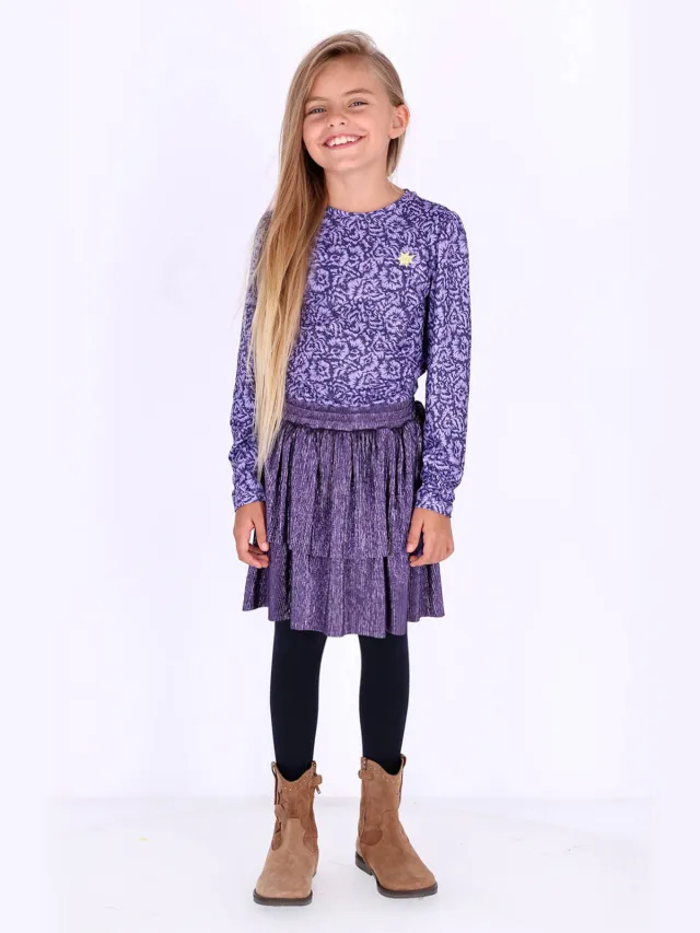 B.Nosy gebloemde midi jurk met Candy Flower print paars lila Paars/lila