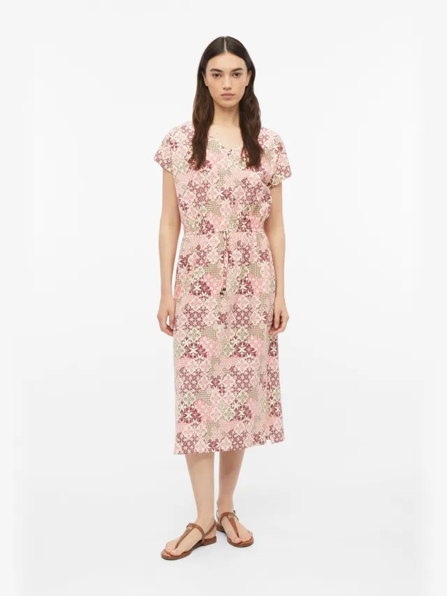 S.Oliver female - Midi jersey jurk met tunnelkoord bordeaux