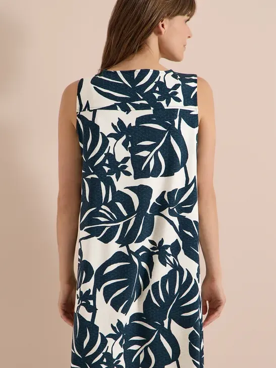 cecil Knielange jersey jurk met V-hals en print groen, foto 4