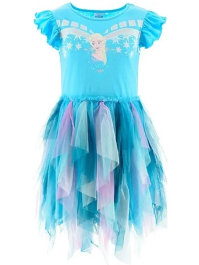 Disney Frozen Glitter Jurk Bleu Topaz