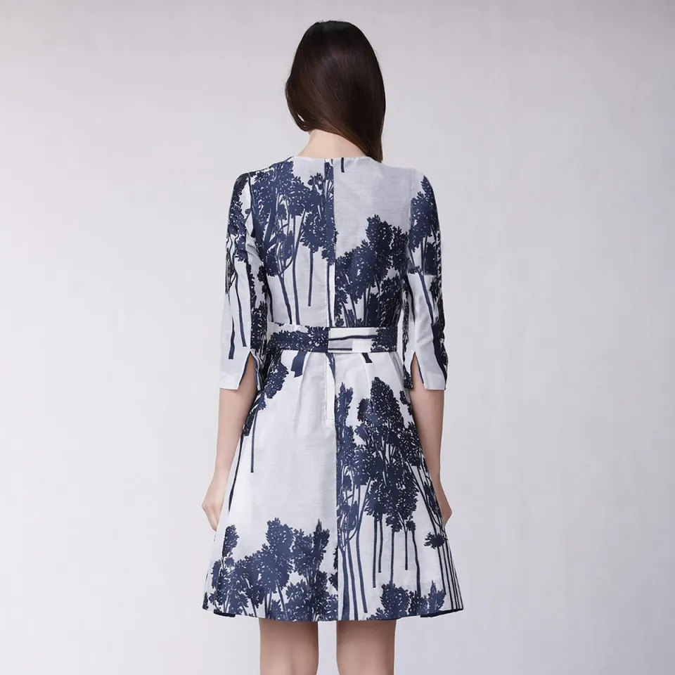 Smart & Joy Fit-and-flare cocktailjurk met geborduurd patroon blauw, foto 2