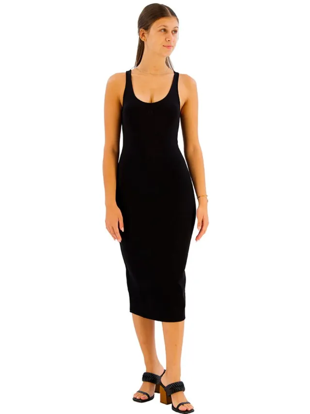 Armani Exchange Xw000820_af13729 Mouwloze Midi-jurk Zwart S Vrouw Black