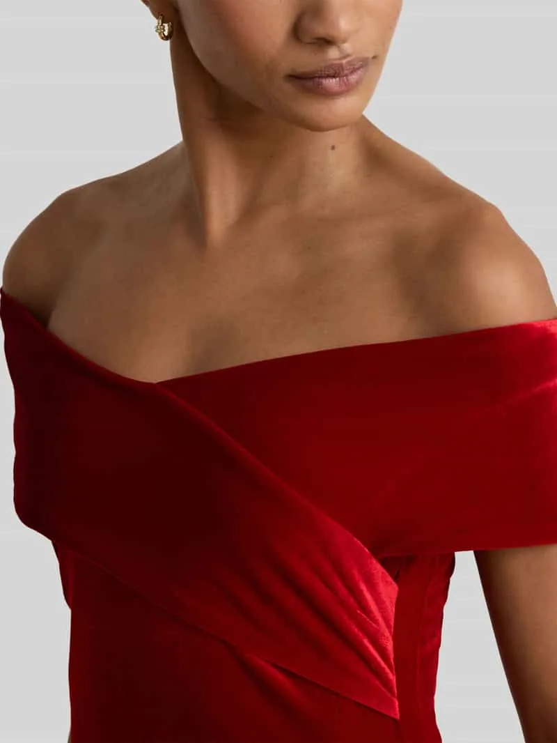 Lauren Ralph Lauren Avondjurk met carmenhals rood, foto 3