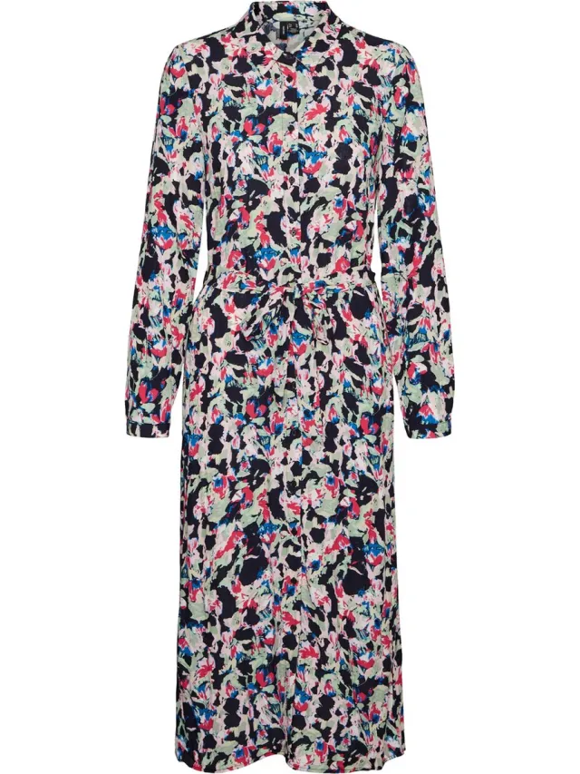 Vero Moda Jurk Vmbonni Bay Ls Calf Shirt Dress Wvn 10291752 Navy Blazer/bonnie Dames Maat