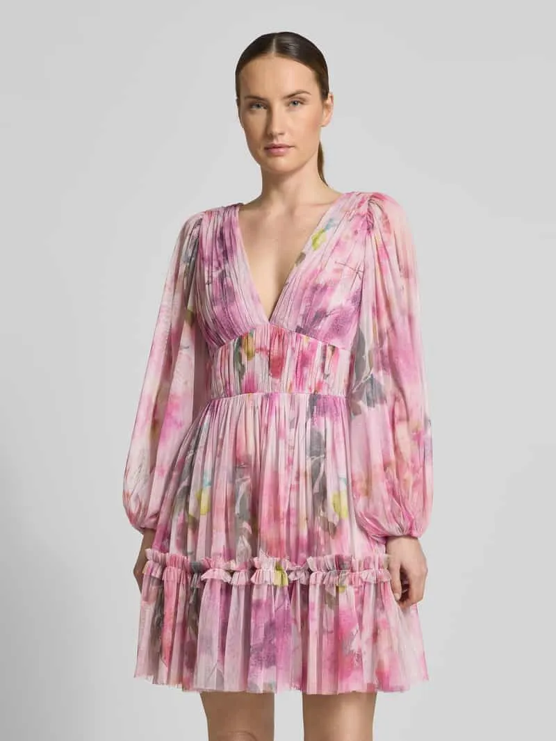 Lace & Beads Cocktailjurk van tule met V-halslijn Rosé