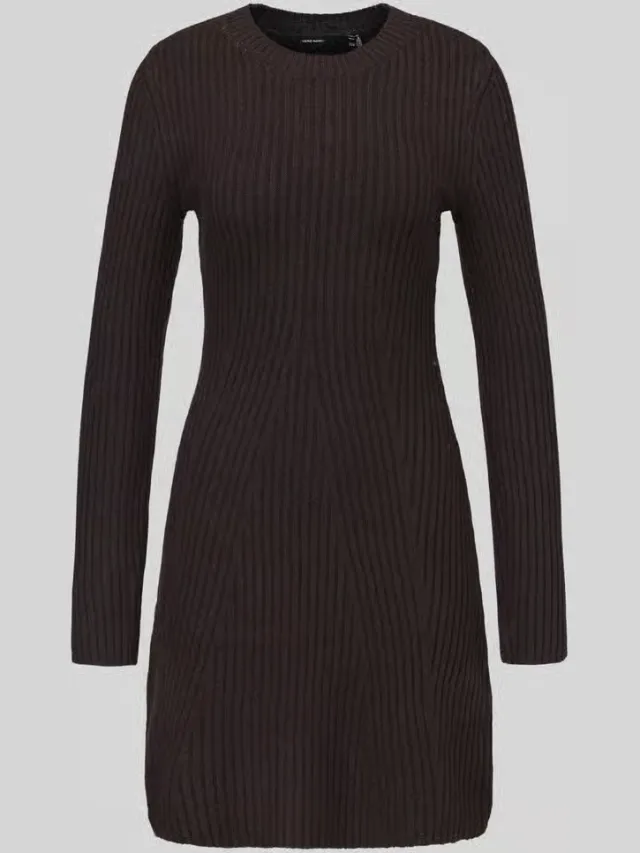 Vero Moda Josanna tricotjurk donkerbruin chocoladebruin, foto 2