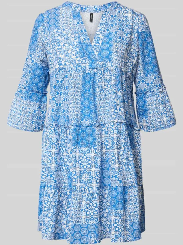 Vero Moda Uitlopende blousejurk van puur katoen model 'DICTHE' oceaanblauw, foto 2